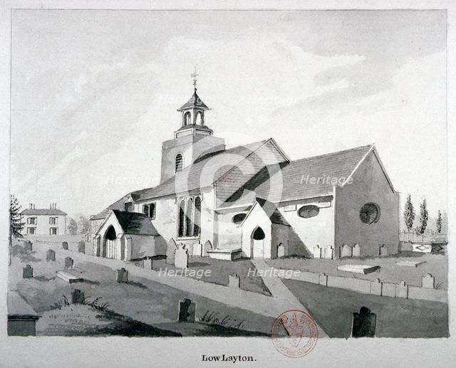 Church of St Mary the Virgin, Leyton, Waltham Forest, London, c1800.                                 Artist: Anon