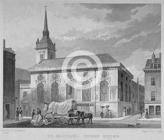 Church of St Michael, Queenhithe, City of London, 1831. Artist: James Tingle