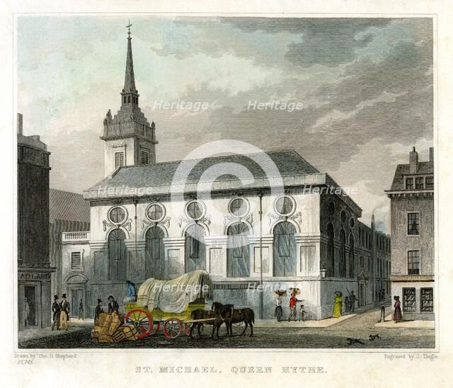 Church of St Michael Queenhithe, City of London, 1831.Artist: J Tingle