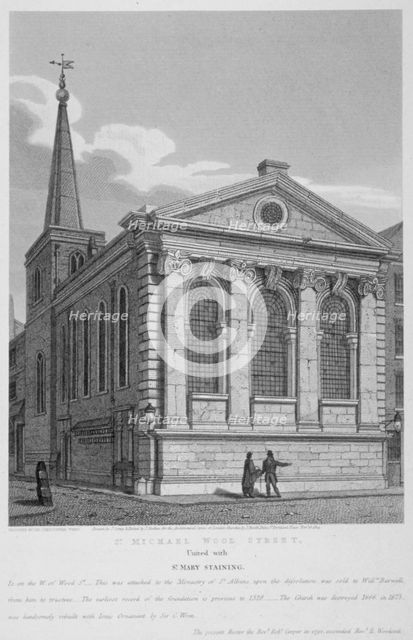 Church of St Michael, Wood Street, City of London, 1814. Artist: Joseph Skelton