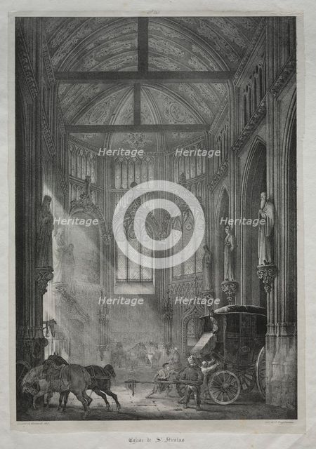 Church of St. Nicholas, Rouen, 1823. Creator: Charles Louis Lesaint (French, 1795-aft 1843), and ; Théodore Géricault (French, 1791-1824).