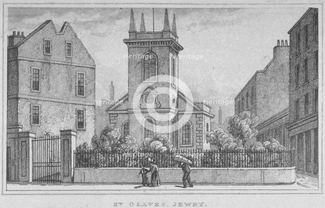Church of St Olave Jewry, from Ironmonger Lane, City of London, 1830. Artist: Anon