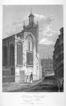 Church of St Andrew Undershaft, Leadenhall Street, London, 1804. Artist: John Greig