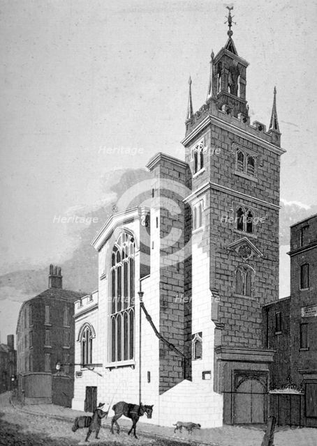 Church of St Andrew Undershaft, Leadenhall Street, London, 1812. Artist: Joseph Skelton
