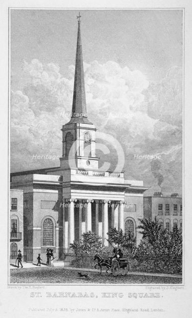Church of St Barnabas, King Square, Bunhill Fields, Finsbury, London, 1828. Artist: John Cleghorn