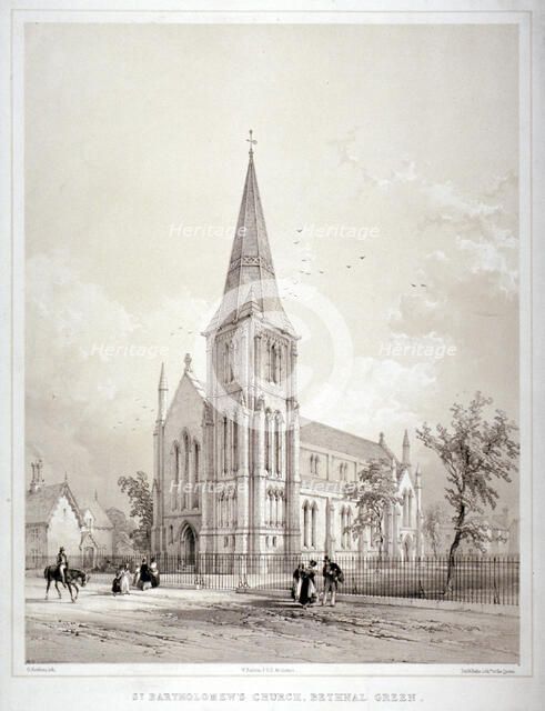 Church of St Bartholomew, Coventry Street, Bethnal Green, London, c1850. Artist: George Hawkins