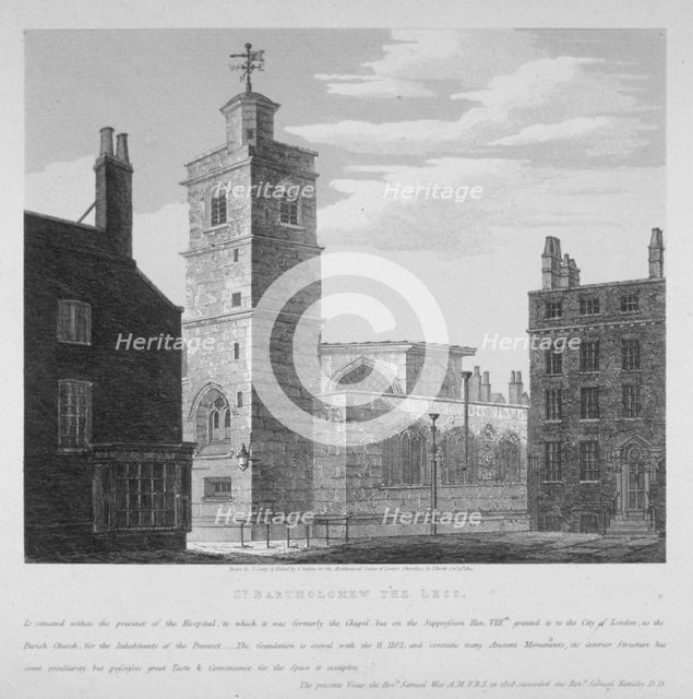 Church of St Bartholomew-the-Less, City of London, 1814. Artist: S Jenkins