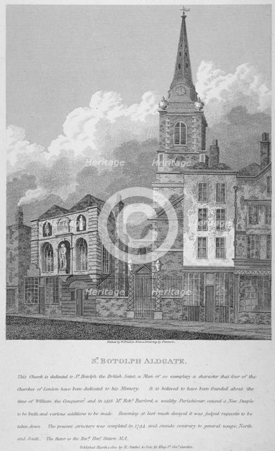 Church of St Botolph, Aldgate, City of London, 1810. Artist: W Preston