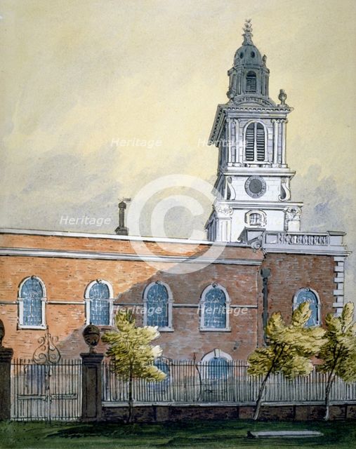 Church of St Botolph without Bishopsgate, City of London, c1815. Artist: William Pearson