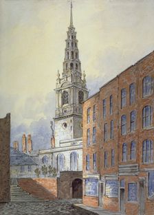 Church of St Bride, Fleet Street, City of London, c1815. Artist: William Pearson
