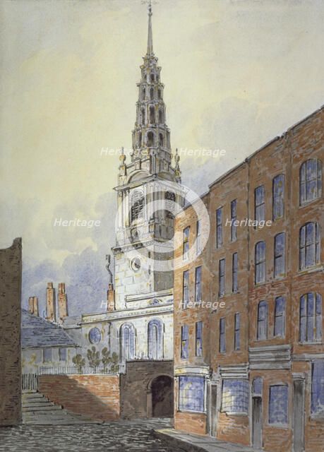 Church of St Bride, Fleet Street, City of London, c1815. Artist: William Pearson
