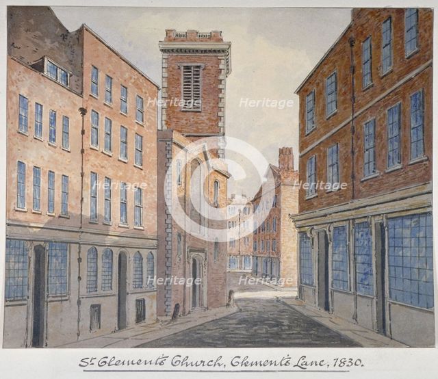Church of St Clement, Eastcheap, City of London, 1830. Artist: William Pearson