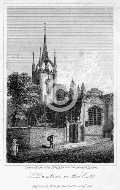 Church of St Dunstan in the East, City of London, 1816.Artist: J Greig