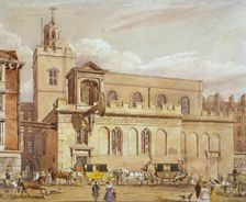 Church of St Dunstan in the West, Fleet Street, City of London, 1827. Artist: Thomas Talbot Bury