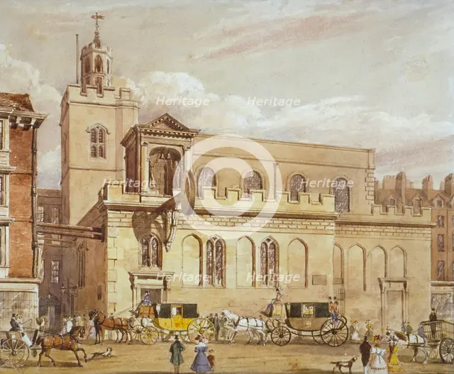 Church of St Dunstan in the West, Fleet Street, City of London, 1827. Artist: Thomas Talbot Bury