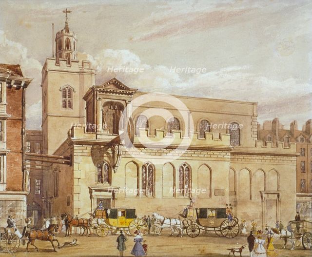 Church of St Dunstan in the West, Fleet Street, City of London, 1827. Artist: Thomas Talbot Bury