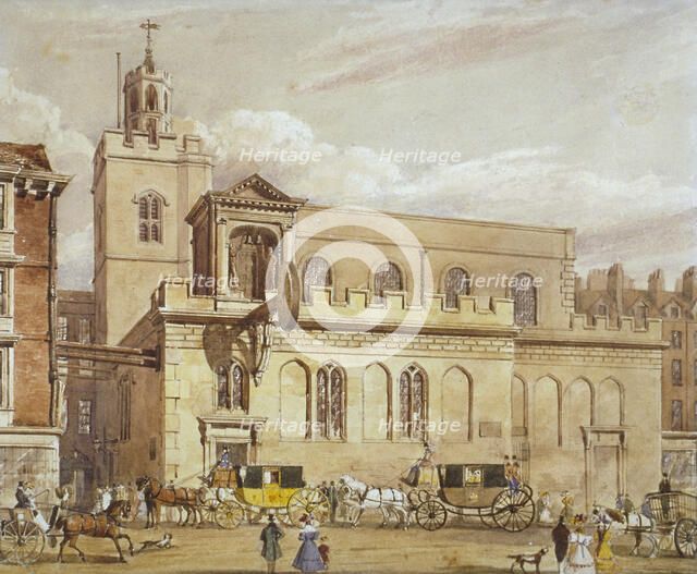 Church of St Dunstan in the West, Fleet Street, City of London, 1827. Artist: Thomas Talbot Bury