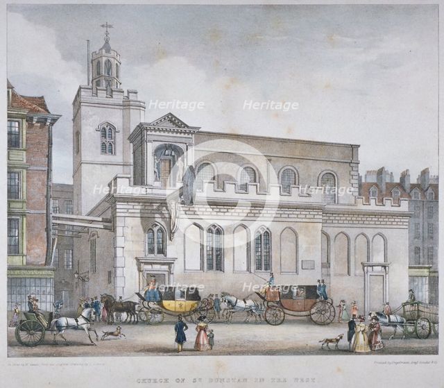 Church of St Dunstan in the West, Fleet Street, City of London, 1829. Artist: W Ganci