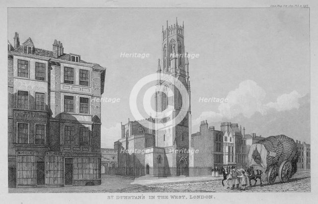 Church of St Dunstan in the West, Fleet Street, City of London, 1832. Artist: Anon
