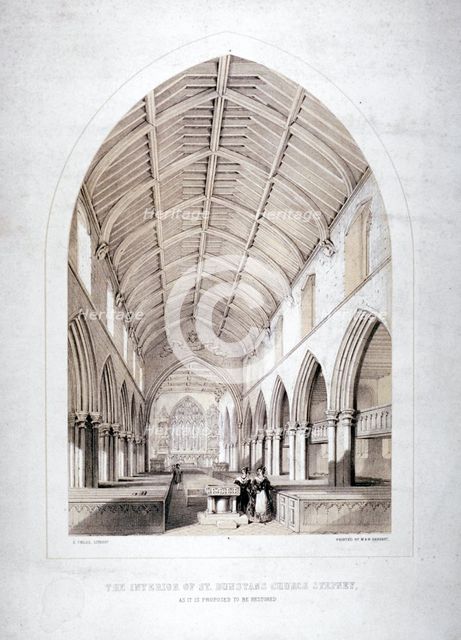 Church of St Dunstan, Stepney, London, 1846. Artist: George Childs