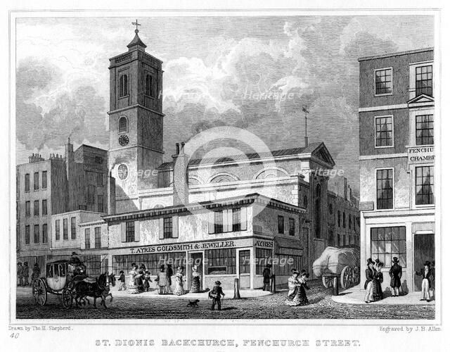 Church of St Dionis Backchurch, Fenchurch Street, City of London, 19th century.Artist: JB Allen