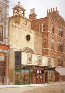 Church of St Ethelburga-the-Virgin within Bishopsgate, City of London, 1860. Artist: JL Stewart