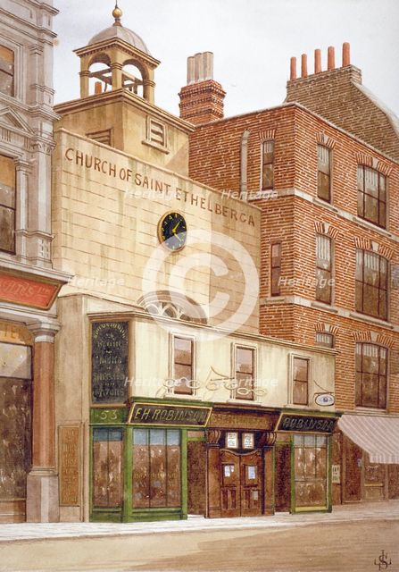 Church of St Ethelburga-the-Virgin within Bishopsgate, City of London, 1860. Artist: JL Stewart