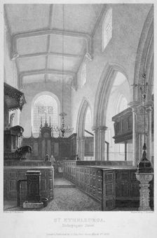 Church of St Ethelburga-the-Virgin within Bishopsgate, City of London, 1860. Artist: T Turnbull