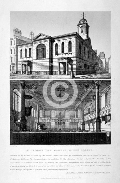 Church of St George the Martyr, Queen Street, Holborn, London, 1818. Artist: John Coney