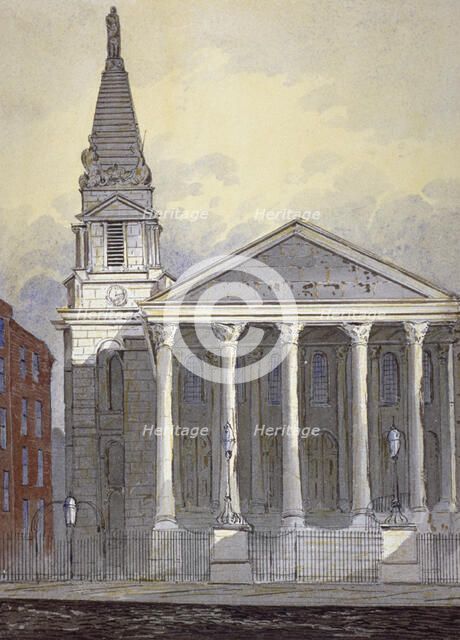 Church of St George, Hart Street, Bloomsbury, London, c1815. Artist: William Pearson