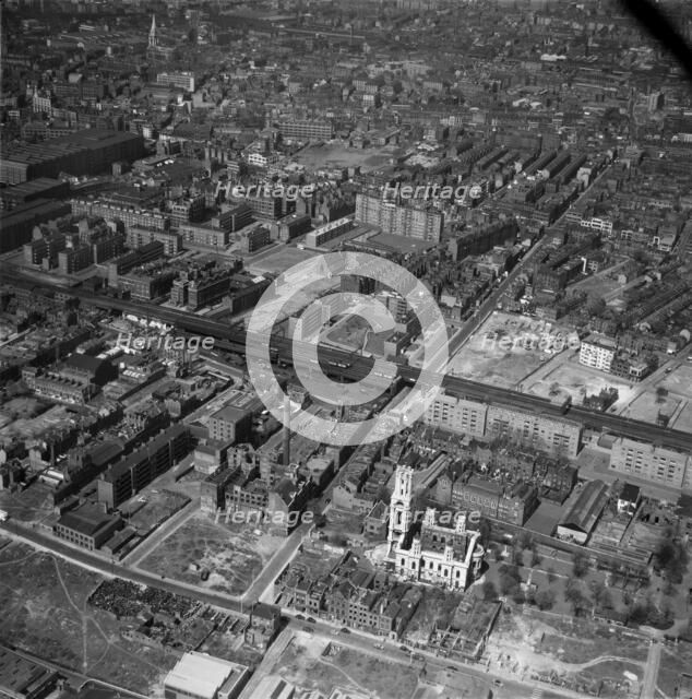 Church of St George in the East, Stepney, London, 1960. Artist: Aerofilms.