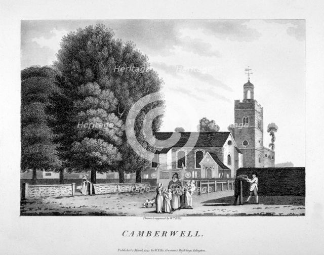 Church of St Giles, Camberwell, London, 1792.                           Artist: William Ellis