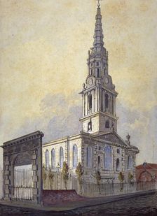 Church of St Giles in the Fields, Holborn, London, c1815. Artist: William Pearson