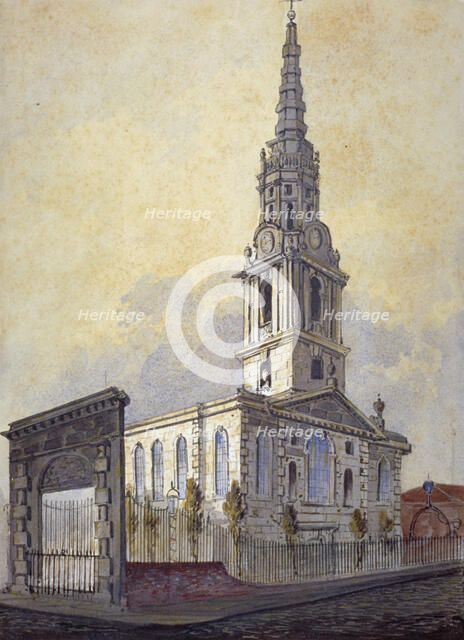 Church of St Giles in the Fields, Holborn, London, c1815.                             Artist: William Pearson