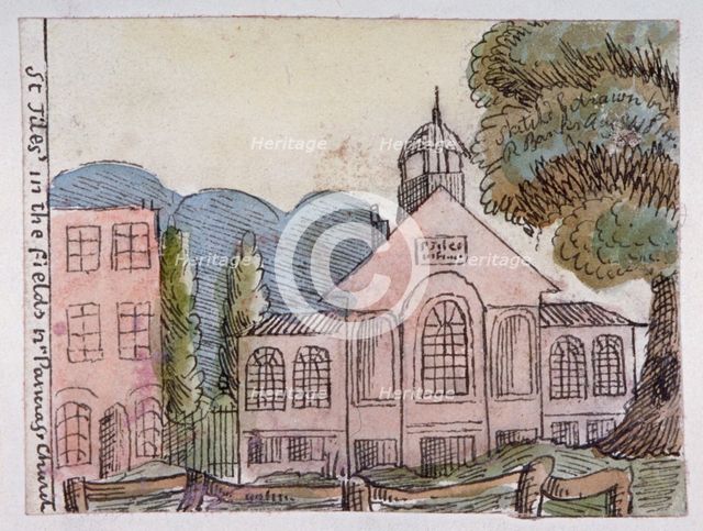 Church of St Giles in the Fields, St Pancras, London, 1814.           Artist: Robert Banks