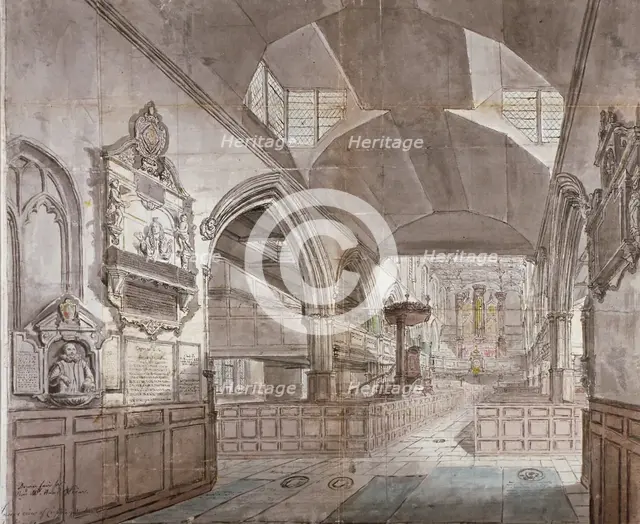 Church of St Giles without Cripplegate, City of London, 1781. Artist: John Carter