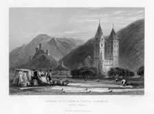 Church of St John and Castle Lahneck on the Rhine 1838. Artist: R Wallis