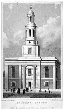 Church of St John the Baptist, Hoxton, London, 1827. Artist: W Bond
