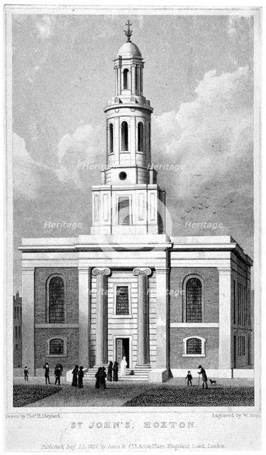 Church of St John the Baptist, Hoxton, London, 1827.     Artist: W Bond