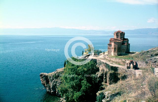 Church of St John the Divine, Kaneo, Lake Ohrid, Macedonia. Creator: Vivienne Sharp.