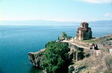 Church of St John the Divine, Kaneo, Lake Ohrid, Macedonia. Creator: Vivienne Sharp