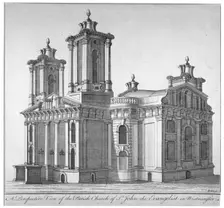 Church of St John the Evangelist, Westminster, London, c1750. Artist: Benjamin Cole