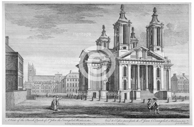 Church of St John the Evangelist, Westminster, London, c1751.                                        Artist: Anon