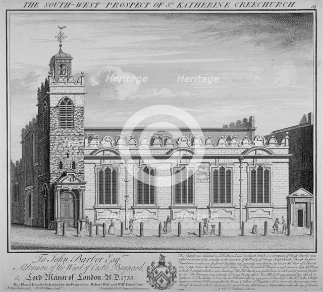 Church of St Katherine Cree, City of London, 1740. Artist: William Henry Toms