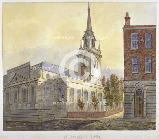 Church of St Lawrence Jewry from Guildhall Yard, City of London, 1810.                               Artist: William Pearson