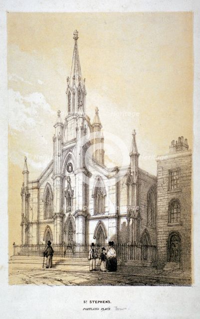 Church of St Stephen, Portland Town, St Pancras, London, 1860. Artist: Anon