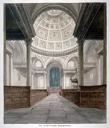 Church of St Stephen Walbrook, City of London, c1840. Artist: Frederick Nash
