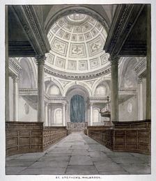 Church of St Stephen Walbrook, City of London, c1840. Artist: Frederick Nash