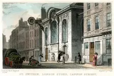 Church of St Swithin and the London Stone, Cannon Street, City of London, c1830.Artist: J Tingle