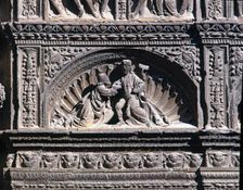 Church of St. Thomas in Haro, built in 1584, detail of the front of the main façade, designed by …